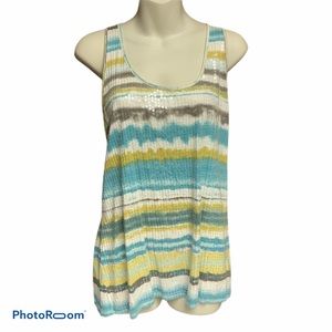 Apt 9 XL teal/gold/cream tank top